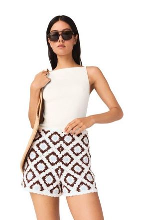 Maje Floral-patterned crochet shorts in Brown/blue at Nordstrom, Size 34 Eu