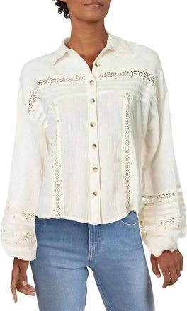 Free People Star Print Button Down Top In Ivory