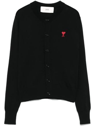 Ami Ami de Coeur-motif cardigan - women - Merino - L - Black