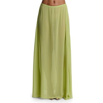 Naked Wardrobe Chiffon A-Line Maxi Skirt in Chartreuse at Nordstrom Rack, Size X-Small