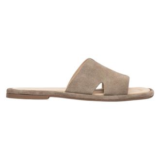 Estro & Luminara Velour Slides with Square Toe - female - Estro - Sliders - Gray - 5 UK - Shoes