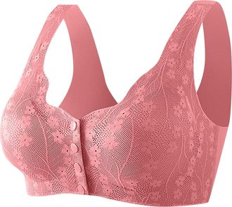 Generic Front Fastening Bras for Women UK Push Up Lace Bra Sexy Seamless Deep V Lift Up Bra Soft Breathable Comfort Bra Non-Wired Non-Padded Full Coverage Cup