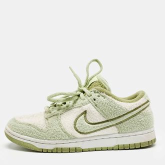 Nike Green/white Cotton Blend Dunk Low Se Cc fleece Pack Sneakers