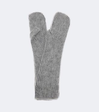 Brunello Cucinelli Striped mohair and wool-blend mittens