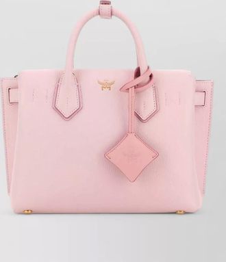 MCM small leather structured top handle bag