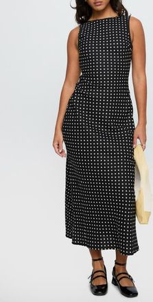 Princess Polly Voyager Polka Dot Linen Blend Dress in Black Polka at Nordstrom, Size 10