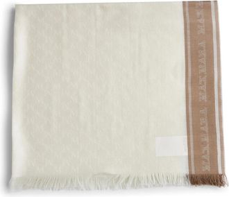 Max Mara Jacquard Sjaal met Franjes - Dames - Sjaals - Beige - ONE Size - Wol - Accessoires