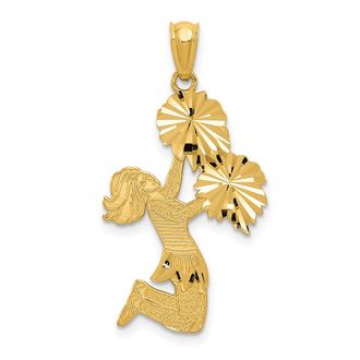 Diamond2Deal 14k Yellow Gold Diamond Cut Cheerleader Charm