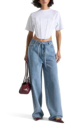 Mani&egrave;re De Voir Juline Corset T-Shirt in White at Nordstrom, Size 14