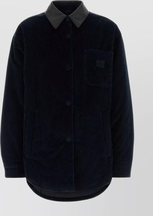 Miu Miu corduroy down jacket featuring chest pocket