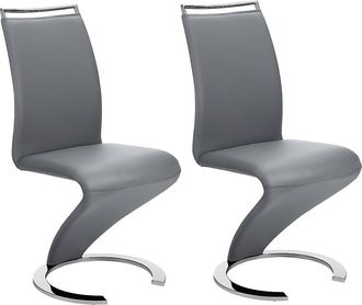 Vente-Unique Conjunto de 2 sillas TWIZY - Piel sint&eacute;tica - Gris