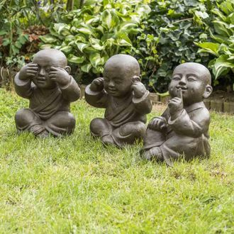 Wanda Collection Wanda Collection - Estatuas Monje De La Sabidur&iacute;&shy;a Con P&aacute;tina Marr&oacute;n Envejecido 40 Cm