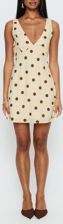 Princess Polly Nellie Polka Dot Sleeveless Minidress in Lemon/brown Polkadot at Nordstrom, Size 10