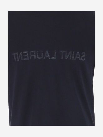 Saint Laurent Mens T-Shirt Cotton Navy T-Shirts And Polos