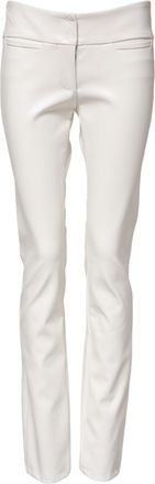 Dolce & Gabbana Womens White Polyurethane High Waist Tapered Pants Viscose