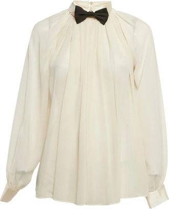 Elisabetta Franchi Blouse met gestrikte hals - Beige