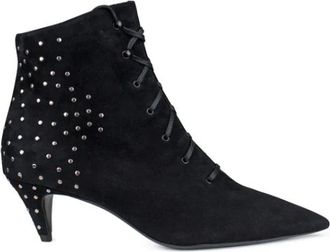 Saint Laurent Kiki 45 Enkellaarsjes - Dames - Laarzen met Hak - Zwart - 37 EU - Su&egrave;de - Schoenen