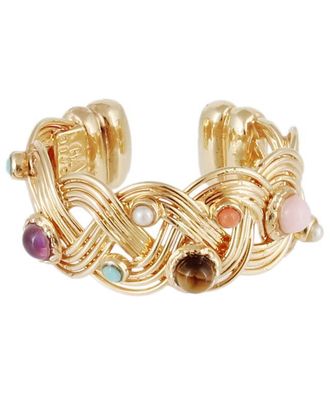 Gas Bijoux Goldener Flechtring mit Cabochons Cesaria