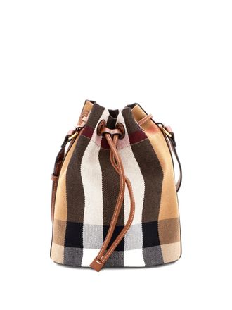 Burberry Kleine House Check canvas met leren bucket-tas - Bruin