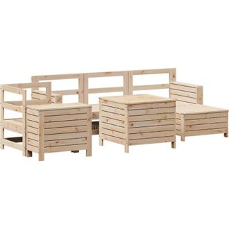 vidaXL 7 Piece Garden Sofa Set Solid Wood Pine vidaXL