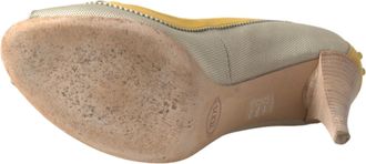 Tod's Yellow Off White Peep Toe Heels Pumps Womens Shoes (Pre-Owned)