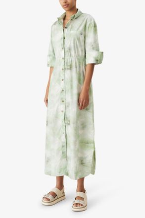 Ganni Green Printed Cotton Poplin Shirt Dress - Size 32