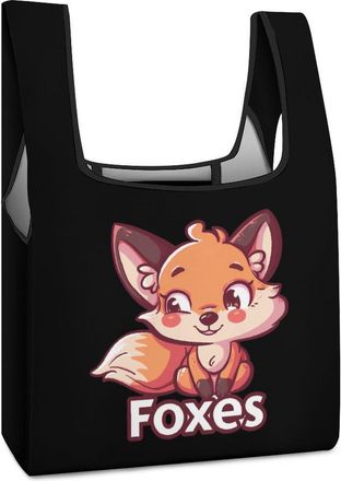 Generic Cute Fox Shopping Bag Reusable Grocery Tote Bag Foldable Handbag for Travel Picnic