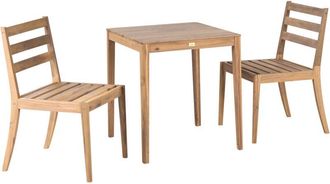 Beliani Conjunto De Balc&oacute;n R&uacute;stico De Madera De Acacia Certificada Mesa Y 2 Sillas Jard&iacute;n Marr&oacute;n Claro Chioggia