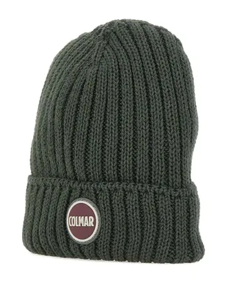 Colmar ribbed logo-patch beanie hat - Green
