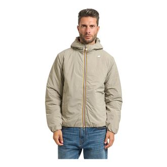K-Way Groene Gewatteerde Hoodie Jas - Heren - Winterjassen - Groen - S - Nylon - Jassen
