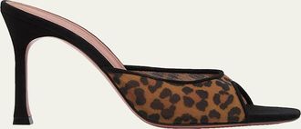 Amina Muaddi Alexa Leopard Mesh Mule Pumps
