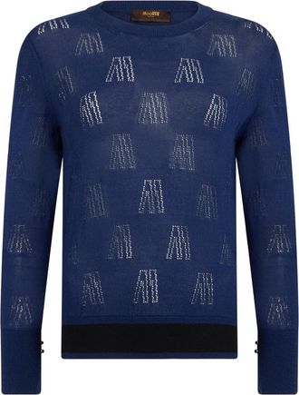 Moorer Paula Trui met ronde hals - Dames - Ronde hals truien - Blauw - XS - Truien & Vesten