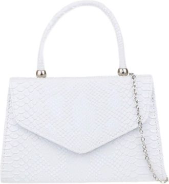 Girly HandBags Womens Snake Skin Top Handle Clutch Bag - White