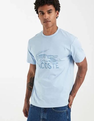 Lacoste Mens Lacoste Printed Logo Cotton T-Shirt - Blue - Size: 4 medium