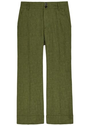 La DoubleJ LA Double J Hendrix Textured Flared-leg Woven Trousers - Green - 42 (UK10 / S)