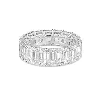 Diana M. Jewels Platinum 15.09cts Lab-Grown Emerald Cut Diamond Eternity Band