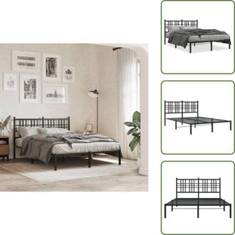 vidaXL The Living Store Giroletto con Testiera in Metallo Nero 140x200 cm - Letto con testiera in metallo