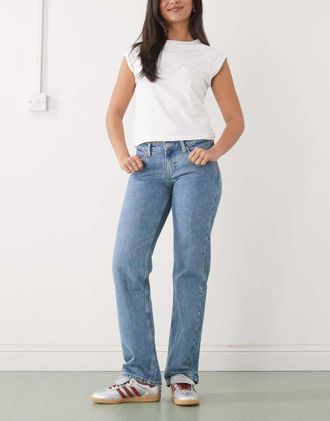 Weekday Arrow - Jeans dritti a vita bassa lavaggio blu