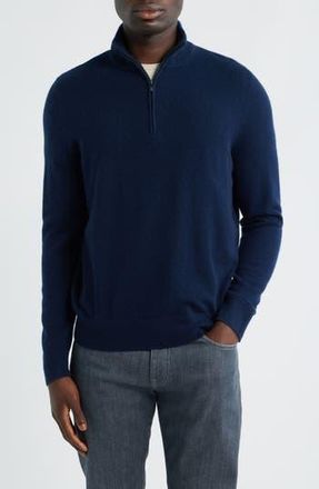 Nordstrom Quarter Zip Cashmere Sweater in Navy Night at Nordstrom Rack, Size Xx-Large