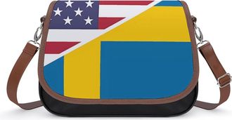 Generic U.S.A. Swedeen Flag Womens Crossbody Bag Fashion Shoulder Handbags Message Tote Bag with Adjustable Strap