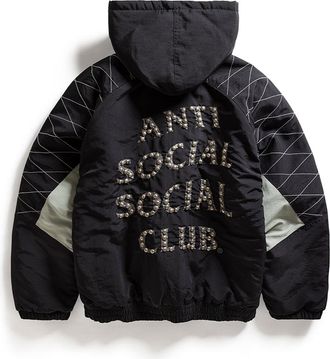 ANTI SOCIAL SOCIAL CLUB Anti Social Club Unisex ASSC Studded Starter Jacket with Quilted Shoulders in Black - Size X-Large