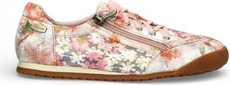 Laura Vita Womens Tivanao-05 Rose Pink Floral Leather Trainers Zip Sneaker Shoes