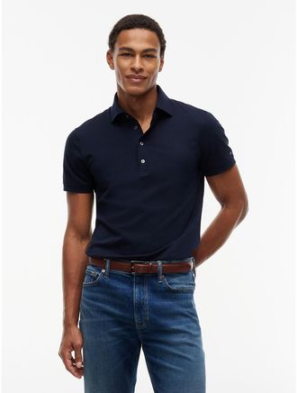 Tommy Hilfiger Mens New York Label Regular Fit Mercerized Polo - Navy Blue - XL