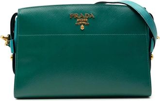 Prada Pre-owned Convertible Leather Shoulder Bag - Dames - Vintage Schoudertas - Groen - ONE Size - Leer - Vintage