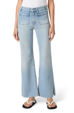 Paige Sofia Braided Patch Pocket Split Hem Flare Jeans in Montebello at Nordstrom, Size 24