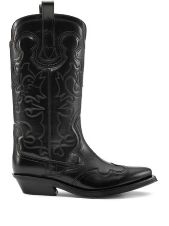 Ganni mid-shaft western boots - Zwart