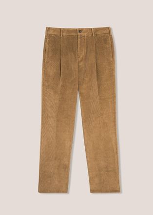 Doppiaa Aantioco Beige Pleated Stretch Cotton-corduroy Trousers