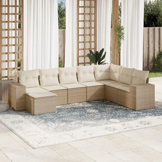 vidaXL Vidaxl - Juego De Sof&aacute;s De Jard&iacute;n Con Cojines Beige 8 Pzas Rat&aacute;n Pe