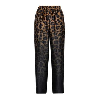 Karmamia Luipaard Gradient Losse Broek met Elastische Taille - Dames - Slim Fit Broeken - Veelkleurig - S - Satijn - Broeken