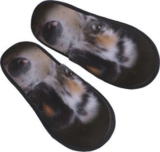 Generic Slipper Australian Shepherd Unisex House Slippers Non-Slip Cotton Slipper For Indoor Hotel Ladies L